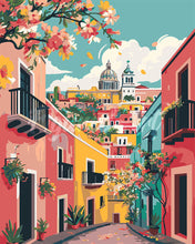 Load image into Gallery viewer, Paint by numbers kit Vivid Mediterranean Alley Figured'Art
