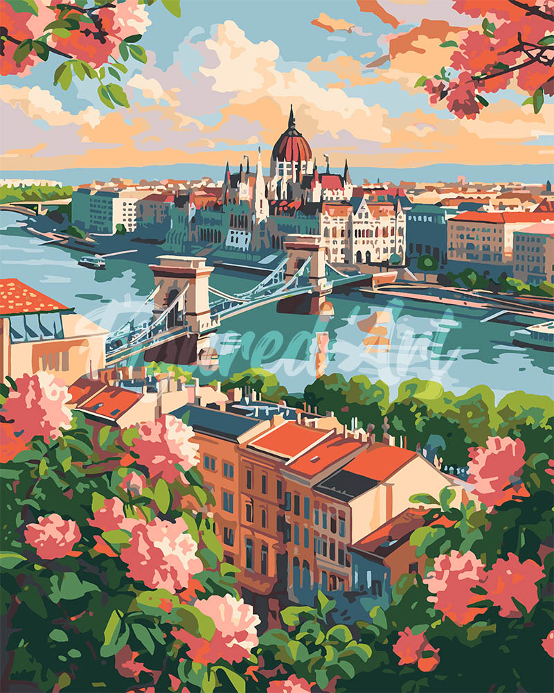 Paint by numbers kit Budapest in Bloom Figured'Art