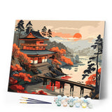 Paint by numbers kit for adults Vintage Pagoda View Figured'Art