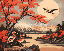 Load image into Gallery viewer, Paint by numbers kit for adults Cranes and Mount Fuji View Figured'Art