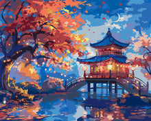 Load image into Gallery viewer, Paint by numbers kit for adults Pagoda on a Fall Night Figured'Art