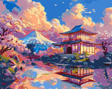 Load image into Gallery viewer, Paint by numbers kit Temple View with Mount Fuji Figured'Art