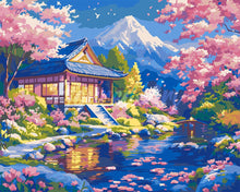 Load image into Gallery viewer, Paint by numbers kit Sakura House by the Pond Figured'Art