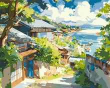 Load image into Gallery viewer, Paint by numbers kit Seaside Village in Japan Figured'Art