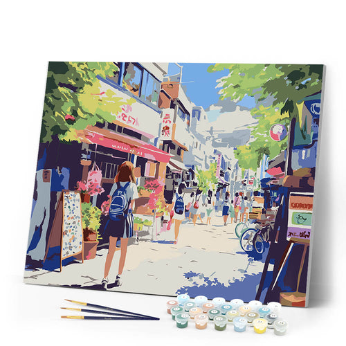 Paint by numbers kit Japanese Neighborhood Morning Figured'Art