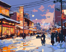 Load image into Gallery viewer, Paint by numbers kit Retro Japan Winter Street Figured'Art