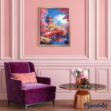 Load image into Gallery viewer, Red Bridge and Cherry Blossoms