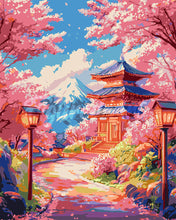Load image into Gallery viewer, Paint by numbers kit Sakura Road to the Pagoda Figured'Art