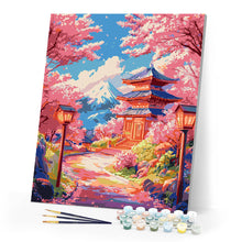 Load image into Gallery viewer, Paint by numbers kit Sakura Road to the Pagoda Figured&#39;Art