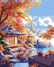 Load image into Gallery viewer, Paint by numbers kit Fall Tea House by the Lake Figured'Art