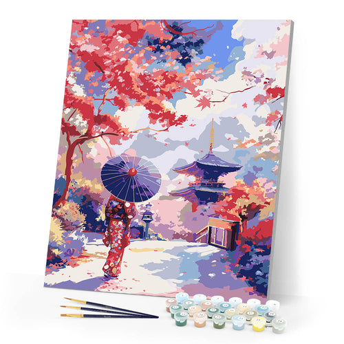 Paint by numbers kit Japanese Garden in the Fall Figured'Art