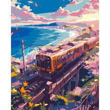 Load image into Gallery viewer, Sakura Railway by the Ocean