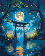 Load image into Gallery viewer, Paint by numbers kit Moonlit Torii and Fireflies Figured'Art