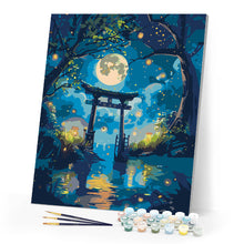 Load image into Gallery viewer, Paint by numbers kit Moonlit Torii and Fireflies Figured&#39;Art