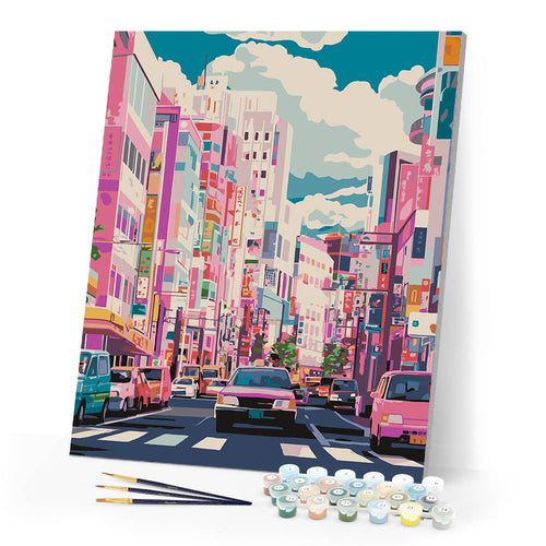 Paint by numbers kit Bustling Street of Japan Figured'Art