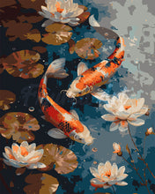 Load image into Gallery viewer, Paint by numbers kit Vintage Koi Carps and Flowers Figured'Art