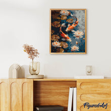 Load image into Gallery viewer, Vintage Koi Carps and Flowers