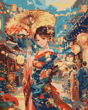 Load image into Gallery viewer, Paint by numbers kit Kimono Girl at Lantern Festival Figured'Art