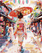 Load image into Gallery viewer, Paint by numbers kit Yukata Girl on Festive Street Figured'Art