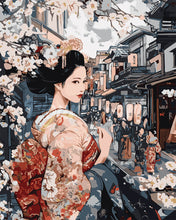 Load image into Gallery viewer, Paint by numbers kit Geisha in Vintage Street Figured'Art