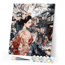 Load image into Gallery viewer, Paint by numbers kit Geisha in Vintage Street Figured&#39;Art