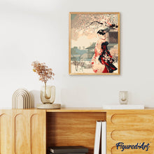 Load image into Gallery viewer, Vintage Winter Geisha Scene