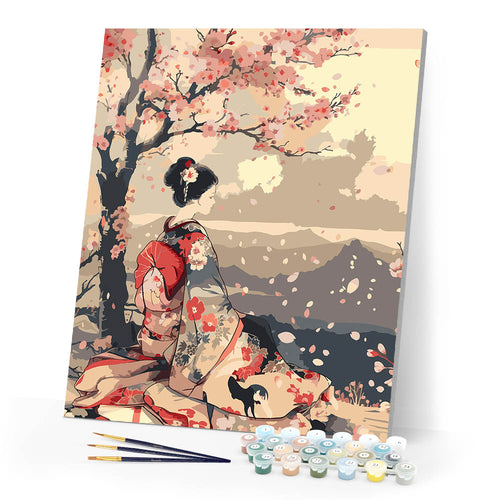 Paint by numbers kit Vintage Sakura Lady Figured'Art