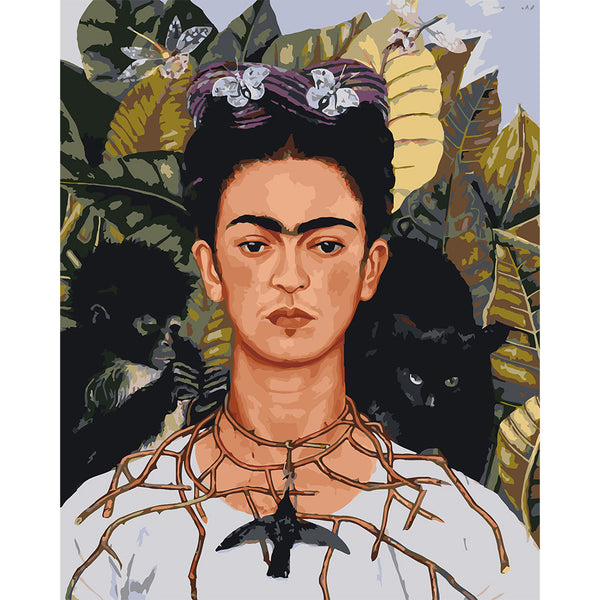 Frida - Self Portrait with Thorn Necklace and Hummingbird