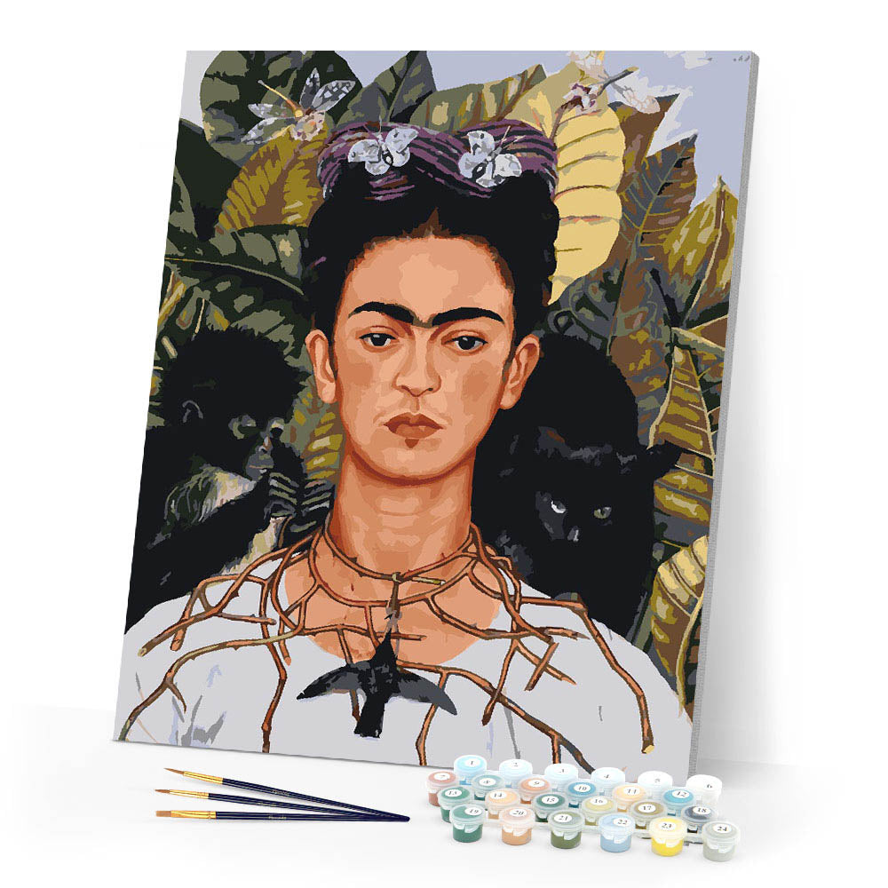 Paint by numbers kit for adults Frida - Self Portrait with Thorn Necklace and Hummingbird Figured'Art