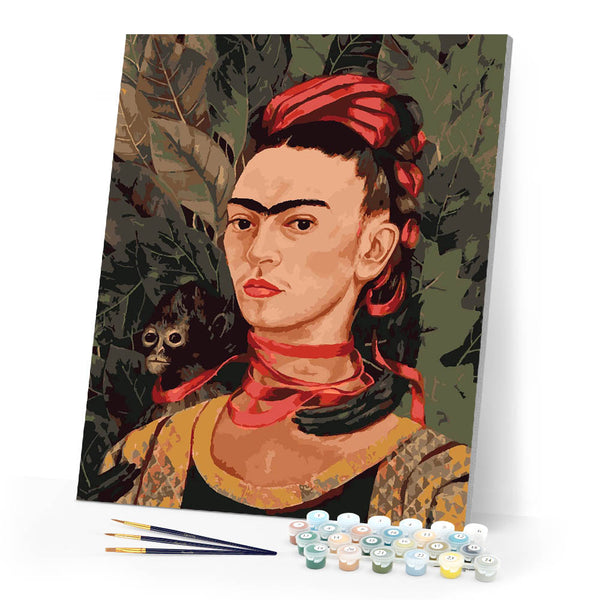 Paint by numbers kit Frida - Self Portrait with Monkey 1940 Figured'Art