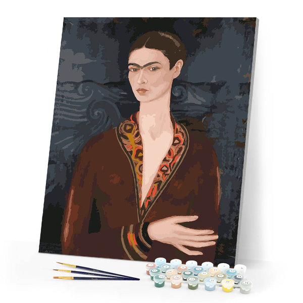 Paint by numbers kit Frida - Self Portrait in a Velvet Dress Figured'Art