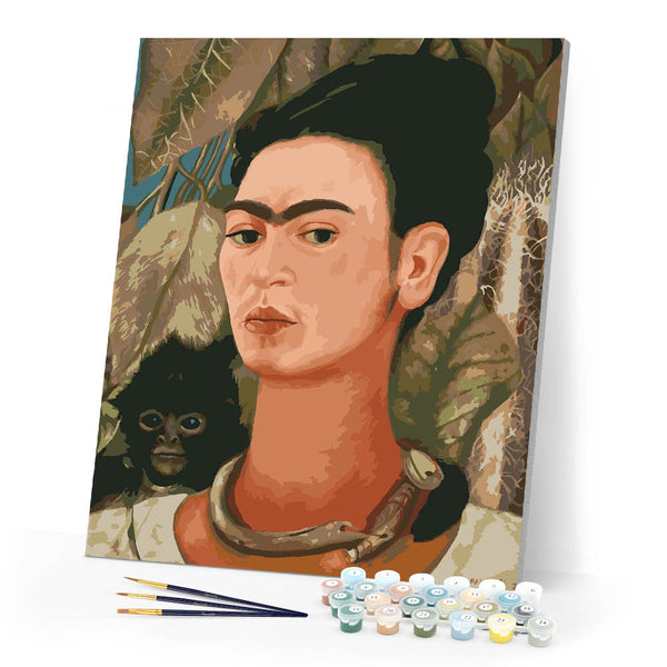 Paint by numbers kit Frida - Self-portrait with Monkey 1938 Figured'Art