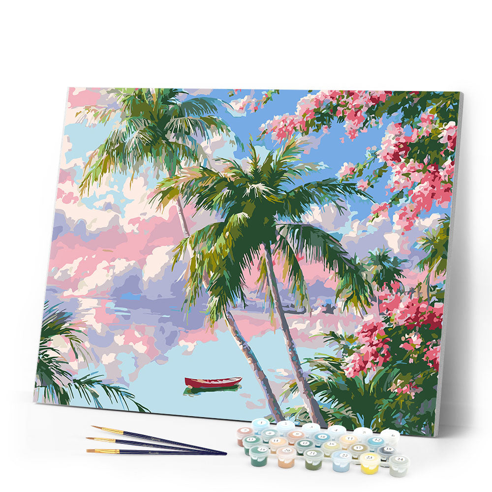 Paint by numbers kit for adults Tropical Dream Lagoon Figured'Art