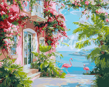 Load image into Gallery viewer, Paint by numbers kit for adults Seaside Pink Villa Figured'Art