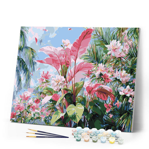 Paint by numbers kit Tropical Pink Bloom Figured'Art
