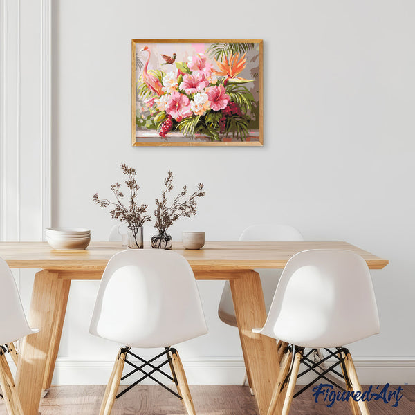 Hibiscus and Flamingo