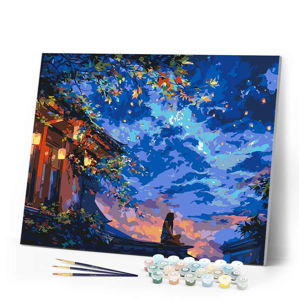 Paint by numbers kit Lantern Night View Figured'Art