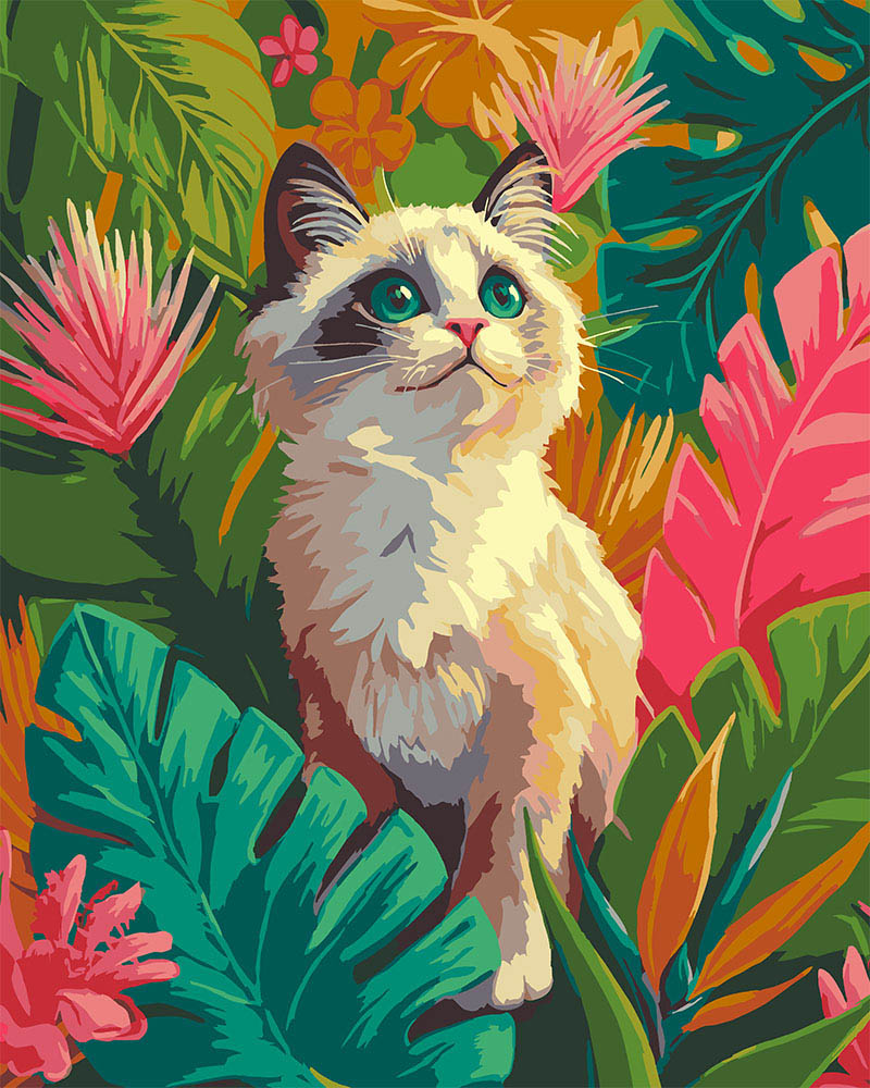 Paint by Numbers for adults - Ragdoll Kitten in Jungle – Figured'Art