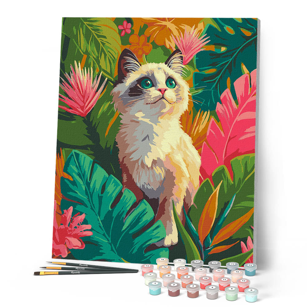 Paint by Numbers for adults - Ragdoll Kitten in Jungle – Figured'Art
