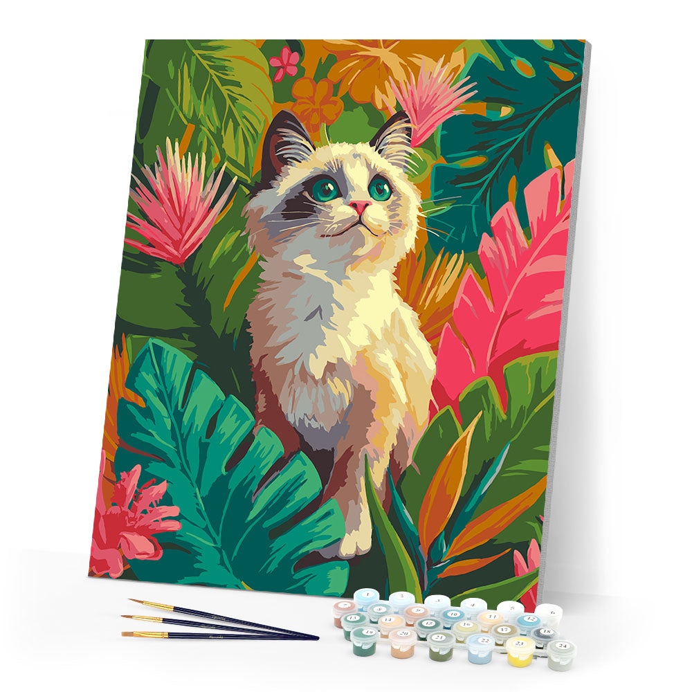 Paint by numbers kit Ragdoll Kitten in Jungle Figured'Art