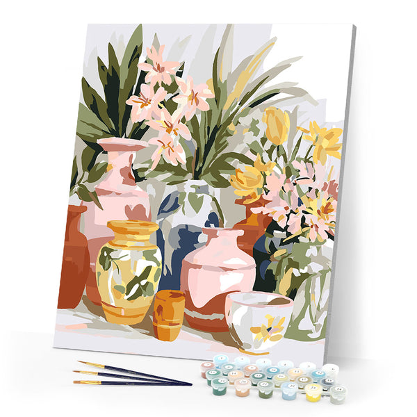 Paint by numbers kit Pottery and Flowers Figured'Art