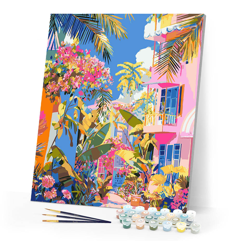 Paint by numbers kit Tropical Neighborhood Figured'Art
