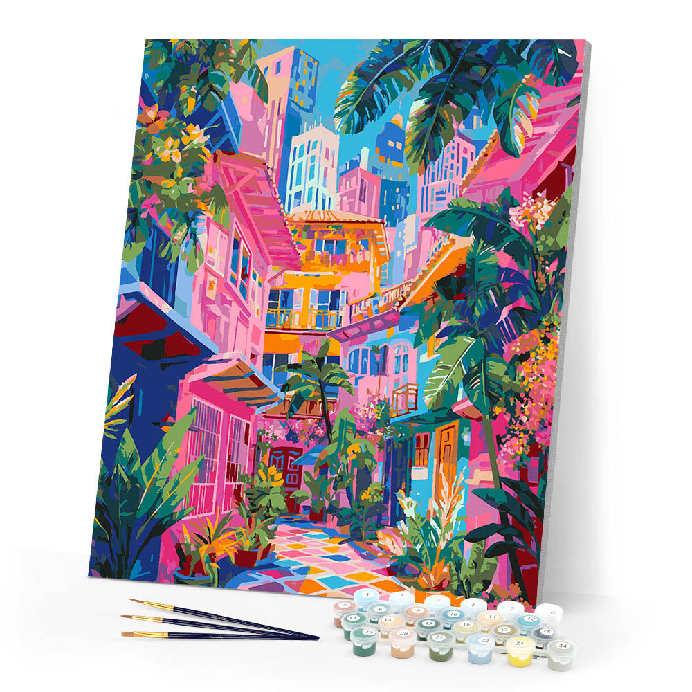 Paint by numbers kit Colorful Neighborhood Figured'Art