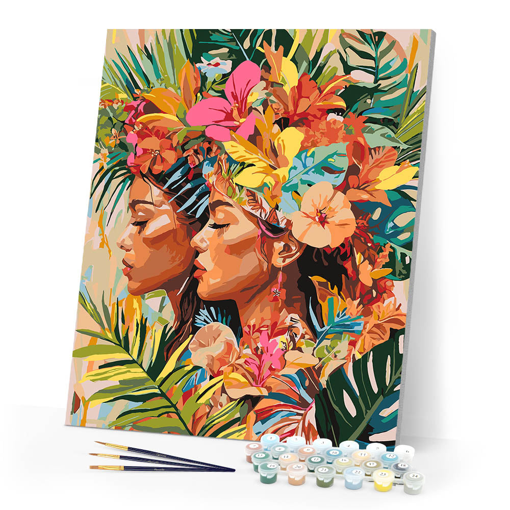 Paint by numbers kit for adults Tropical Sisters Figured'Art