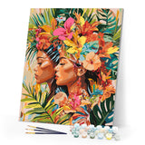 Paint by numbers kit for adults Tropical Sisters Figured'Art