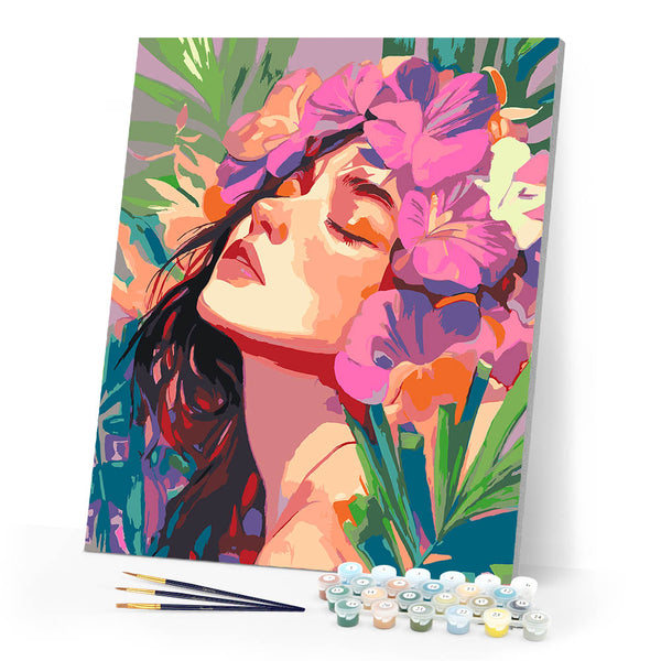 Paint by numbers kit for adults Floral Pretty Girl Figured'Art