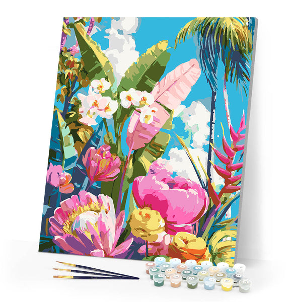 Paint by numbers kit Colorful Tropical Garden Figured'Art