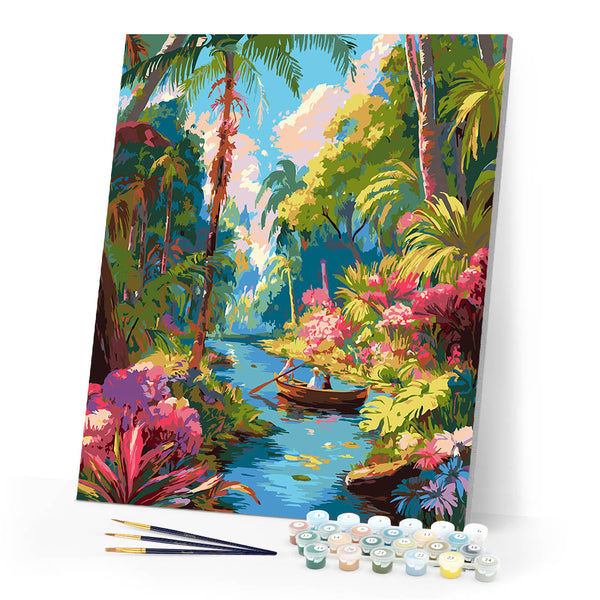 Paint by numbers kit Tropical Boat Journey Figured'Art