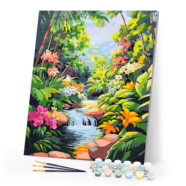 Paint by numbers kit Tropical Waterfall Figured'Art
