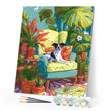 Paint by numbers kit Plant Corner with Dog Figured'Art